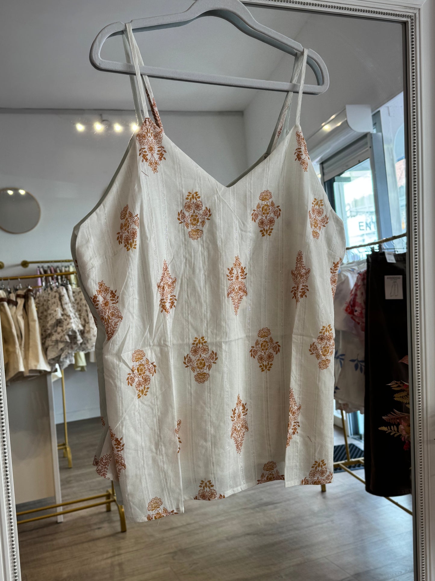 Débardeur blanc irisé à fleurs - Grande Taille