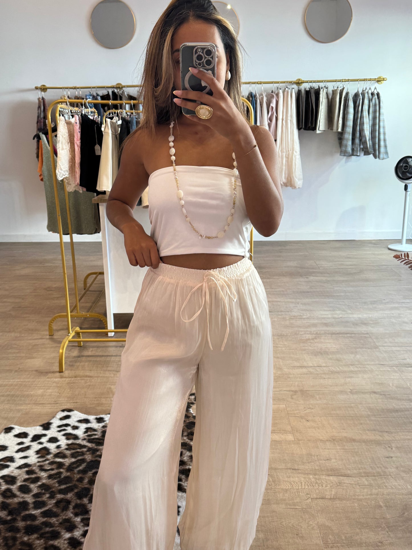 Pantalon Bouffant Satiné Crème