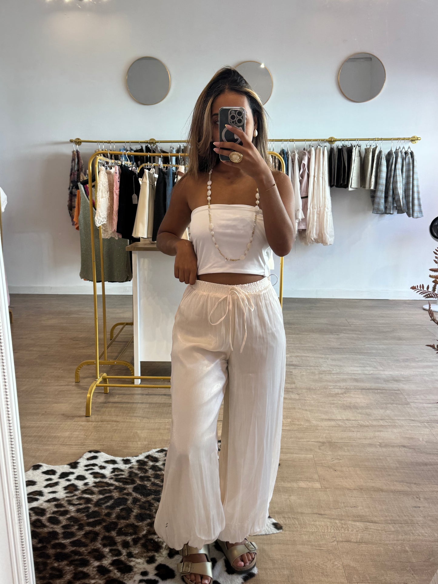 Pantalon Bouffant Satiné Crème