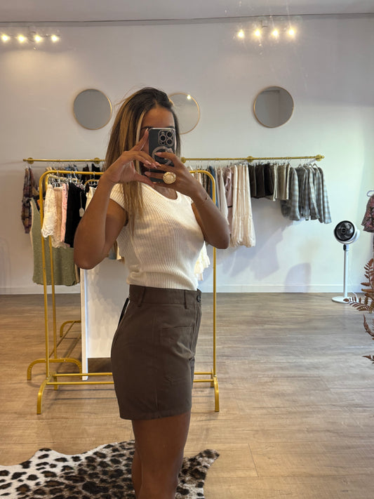 Short Marron Ultra Doux à Poches