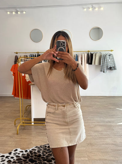 Jupe en Jean Beige à Clous