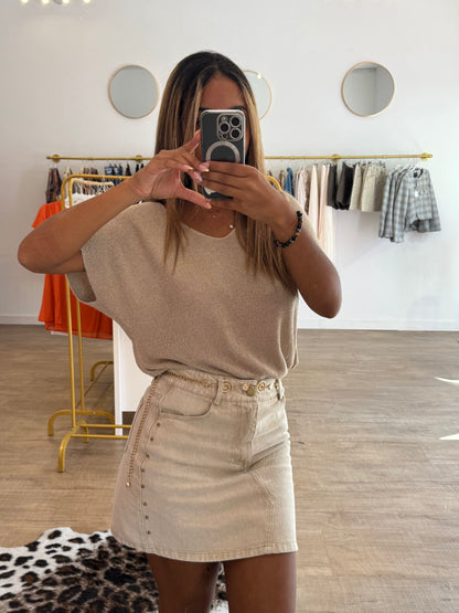 Jupe en Jean Beige à Clous