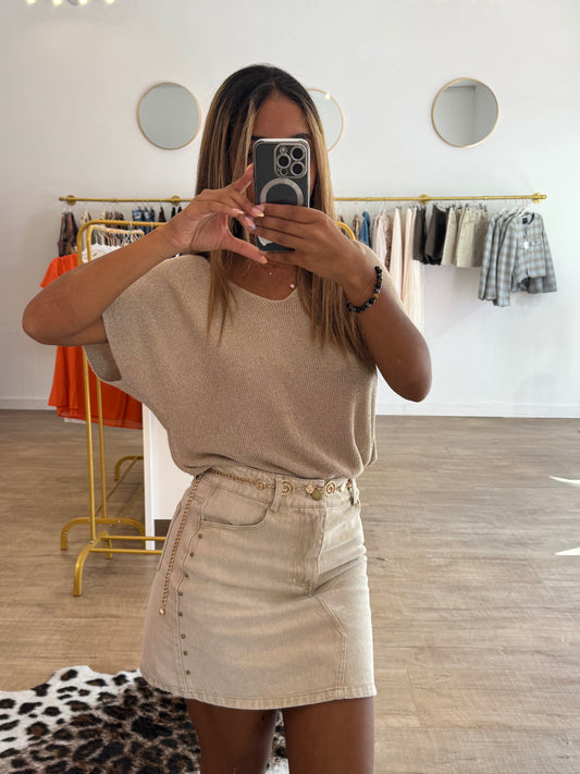 Jupe en Jean Beige à Clous