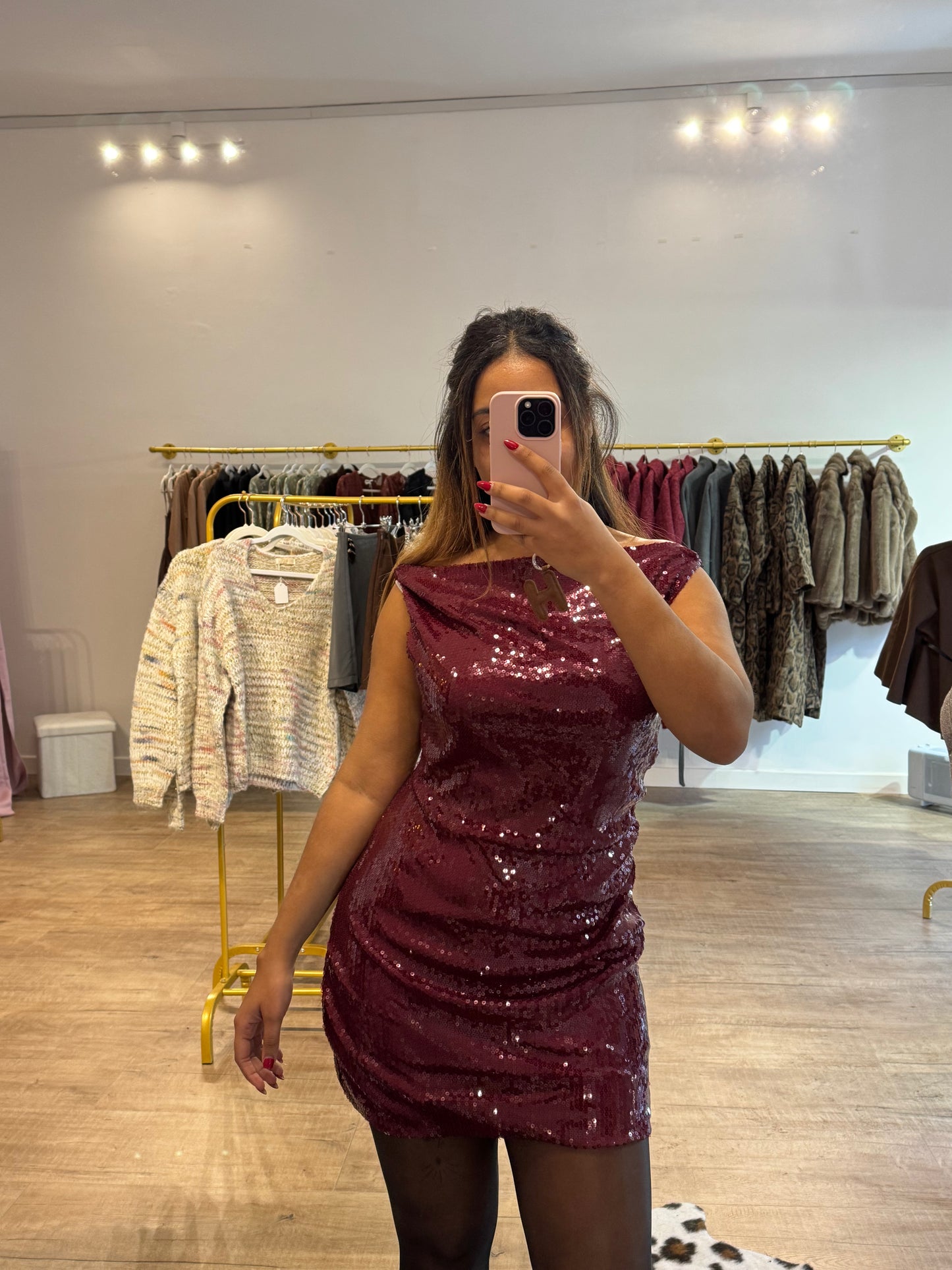 Robe Pailletée Bordeaux