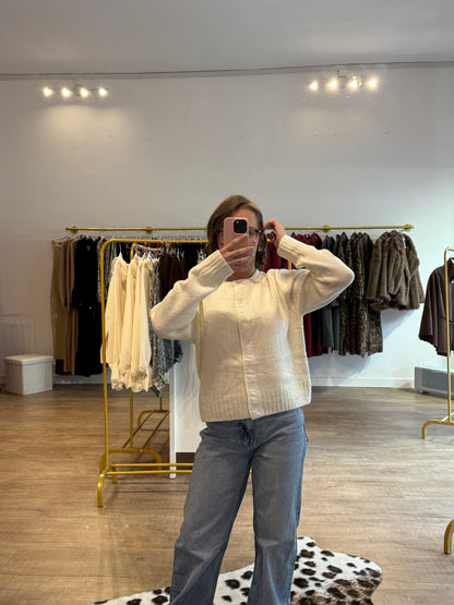 Gilet crème effet dentelle