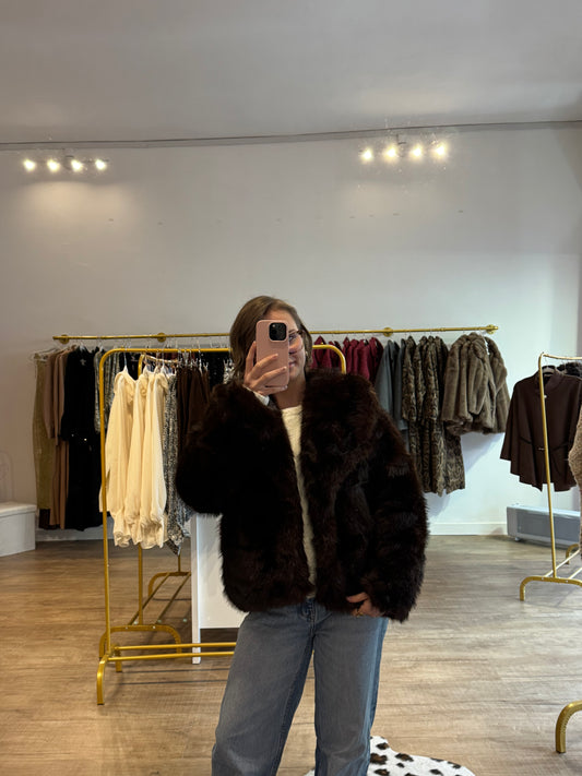 Manteau en Fausse Fourrure – Chocolat