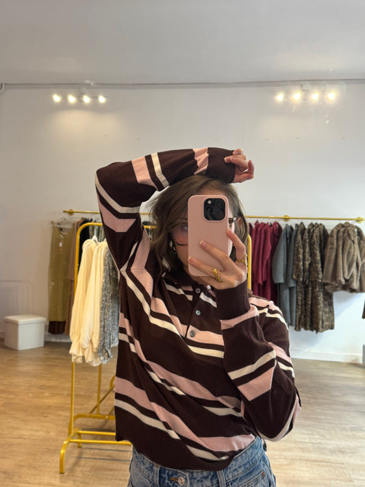 Polo à manches longues rayures