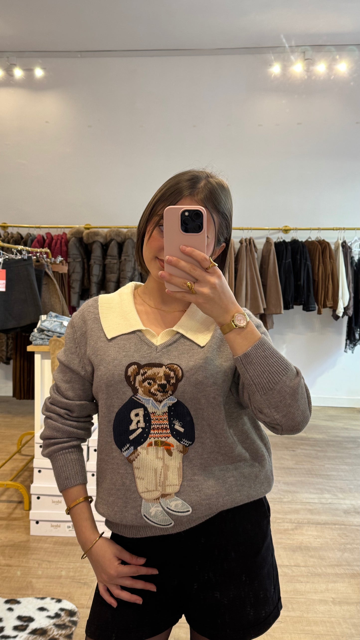 Pull gris nounours gris