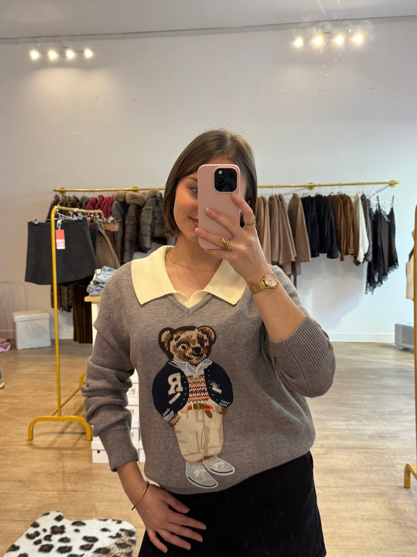 Pull gris nounours gris