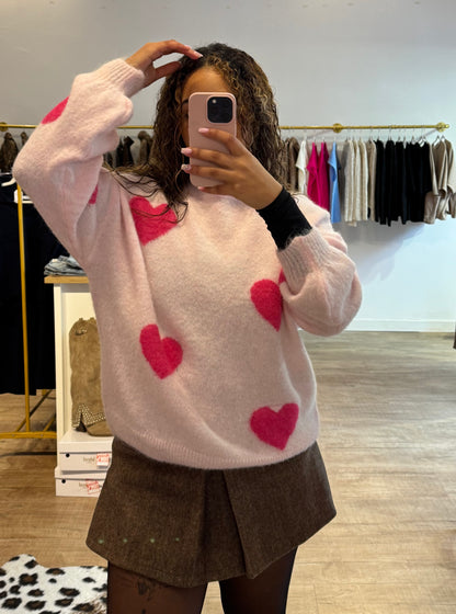 Pull Rose – Cœur Rose
