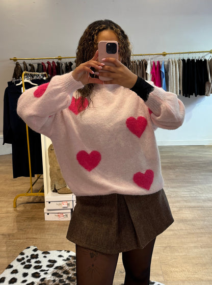 Pull Rose – Cœur Rose