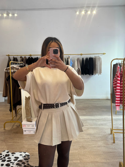 Jupe-short crème plissée