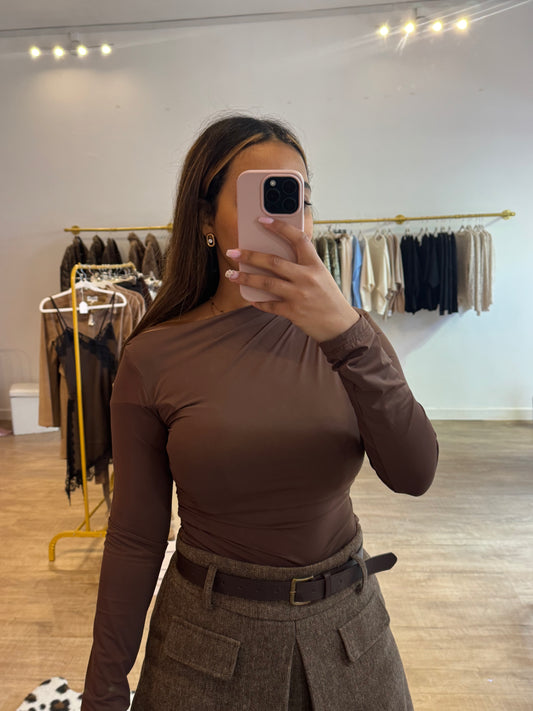Top asymétrique - Marron