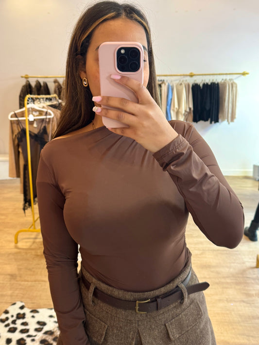 Top asymétrique - Marron