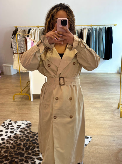Trench Long Beige Ceinturé