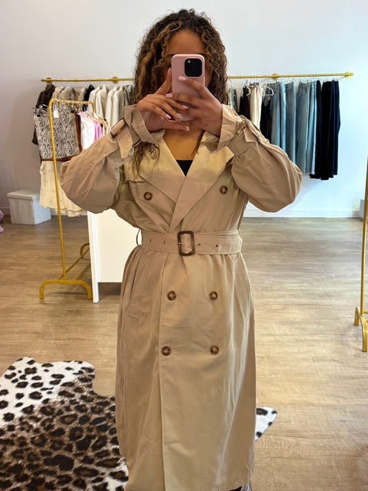 Trench Long Beige Ceinturé