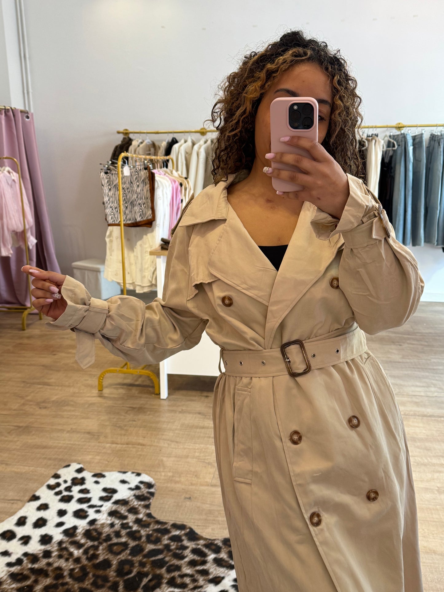 Trench Long Beige Ceinturé