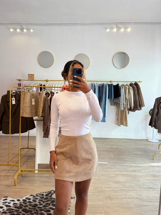 Jupe-short effet daim beige Cléo