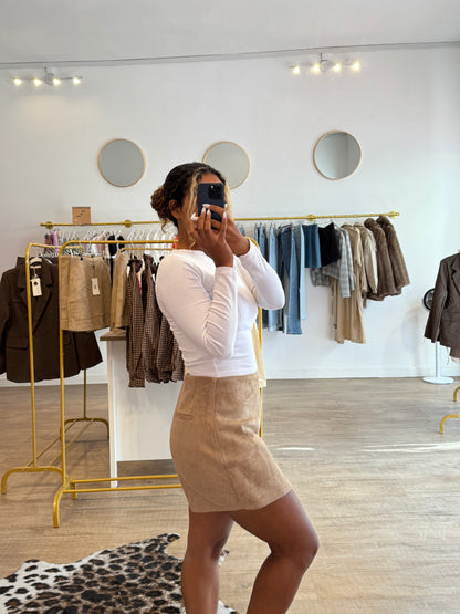 Jupe-short effet daim beige Cléo