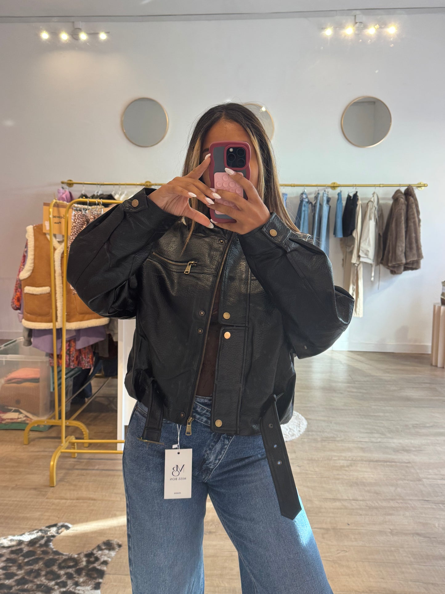 Veste en similicuir noir