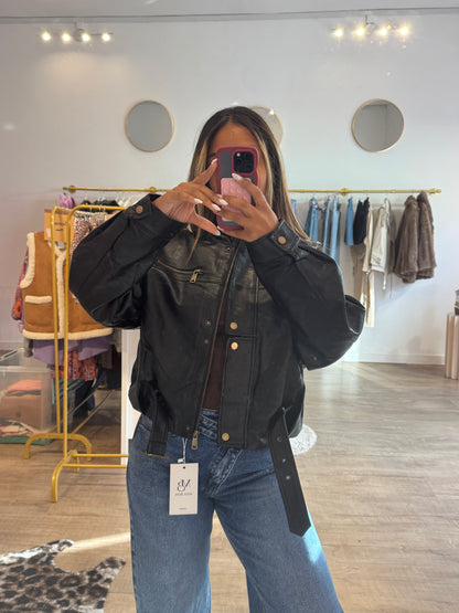 Veste en similicuir noir